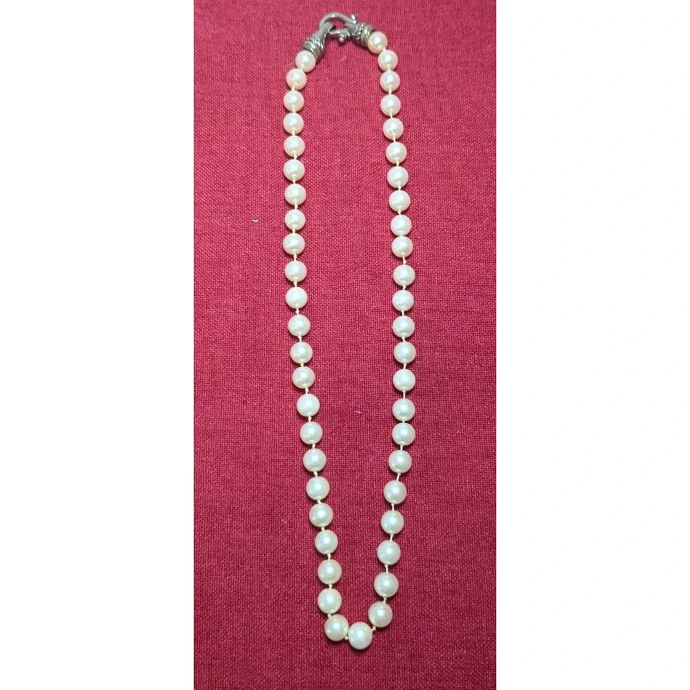 Freshwater Cultured Pearl Necklace W Silver Tone Lobster Claw Clasp
